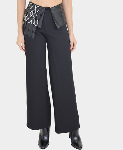 Pants w/ Faux Leather & Rhinestone Trim image 1