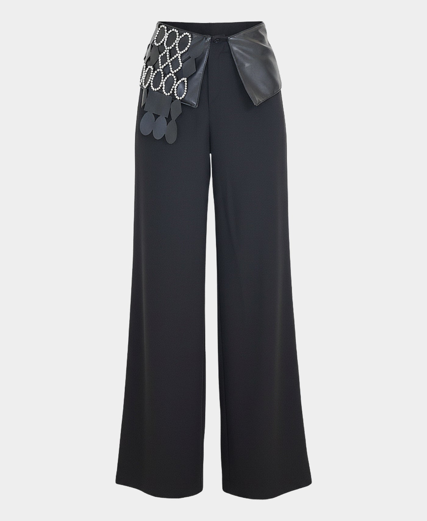 Pants w/ Faux Leather & Rhinestone Trim view 2