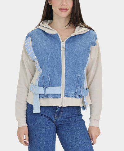 Denim Trim Hoodie image 1