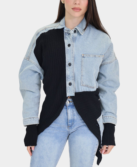 Denim & Knit Combo Jacket view 