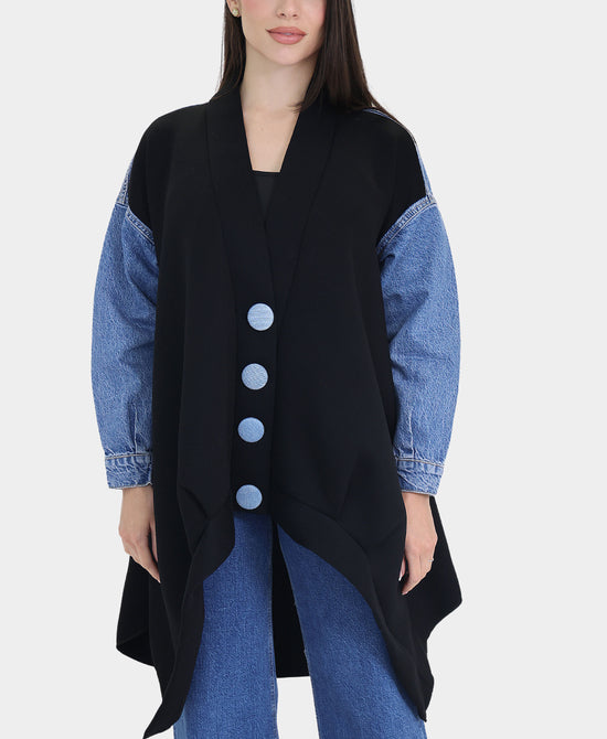 Denim Trim Hi-Lo Jacket view 