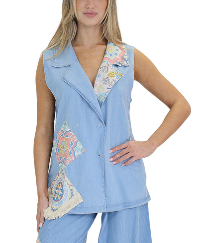 Denim Vest w/ Patch Detail image 1