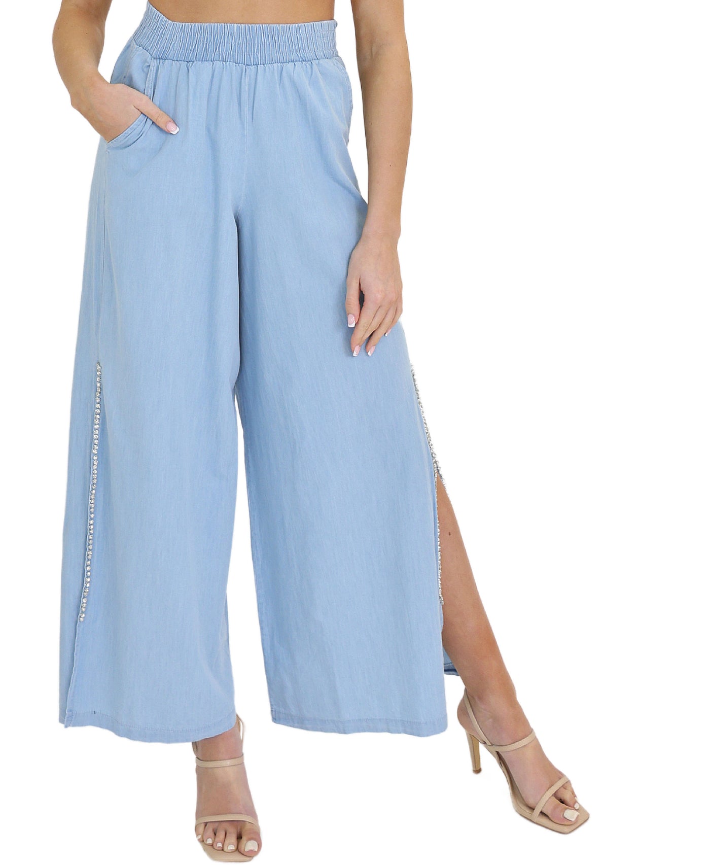 Denim Pants w/ Rhinestones view 1