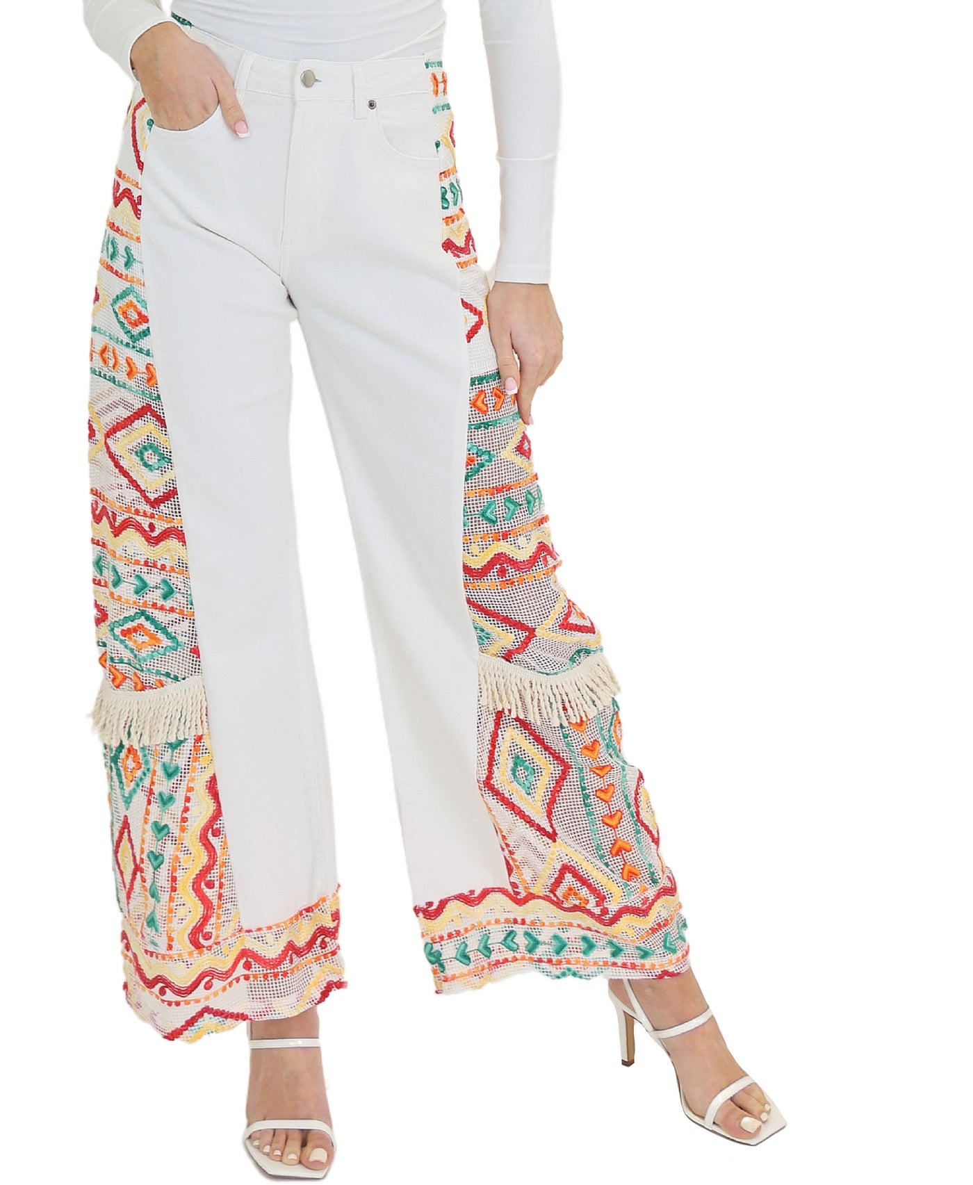 Denim Pants w/ Printed Sides view 1