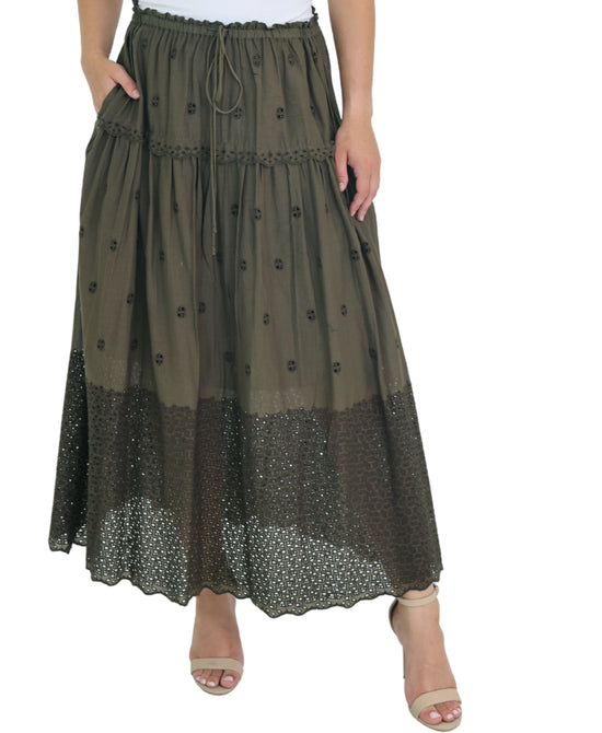 Eyelet Midi Skirt view 
