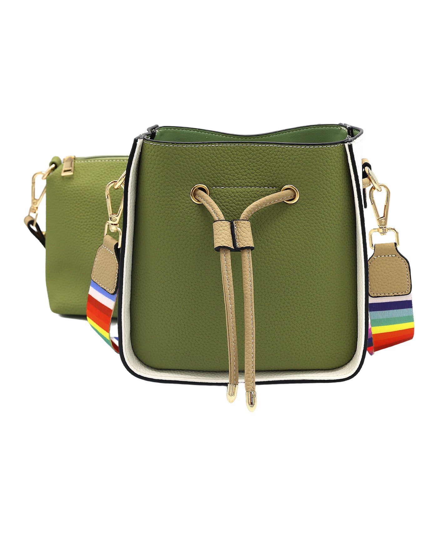 Faux Leather Colorblock Handbag w/ Mini Bag view 1