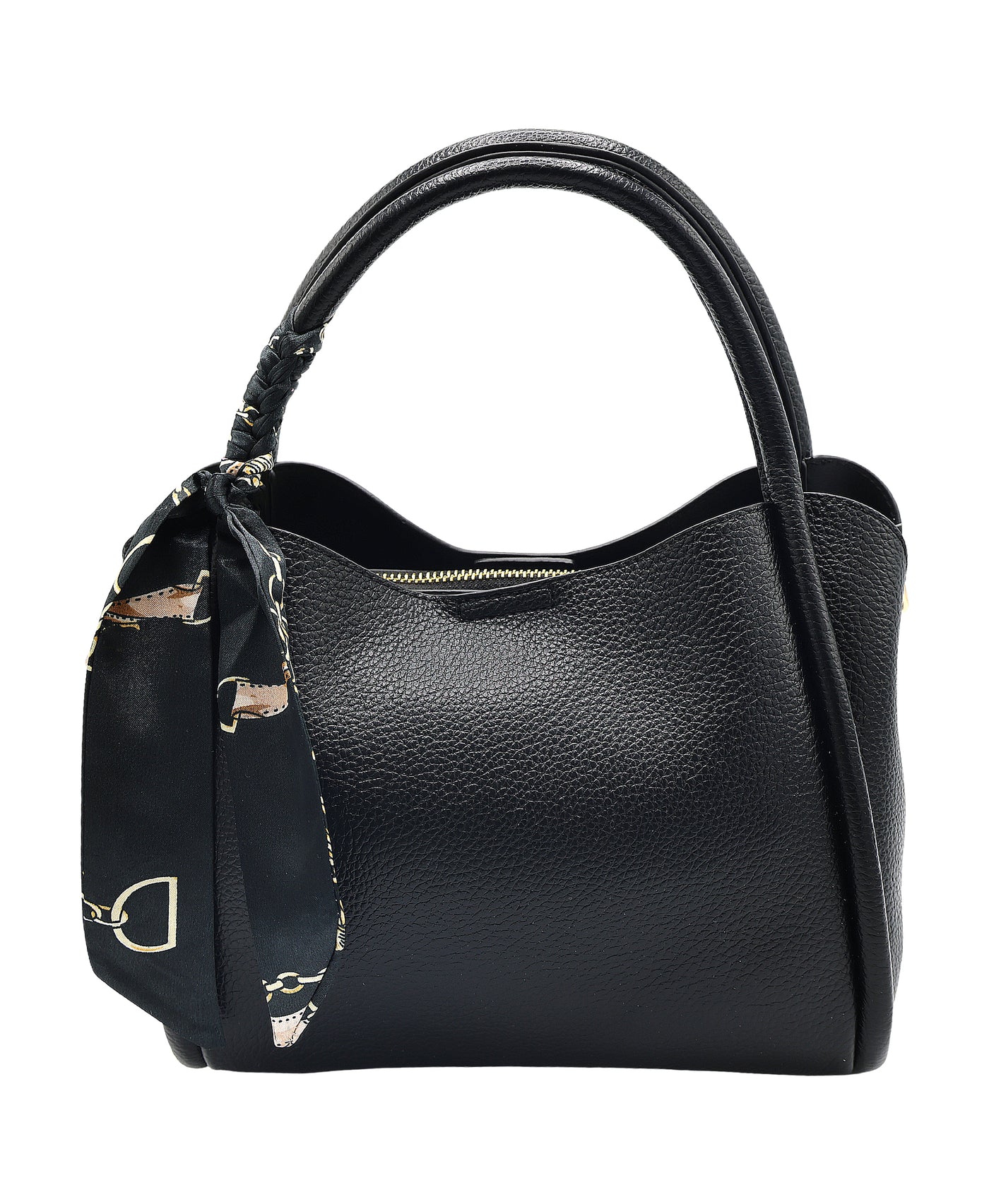Faux Leather Handbag w/ Twilly view 1