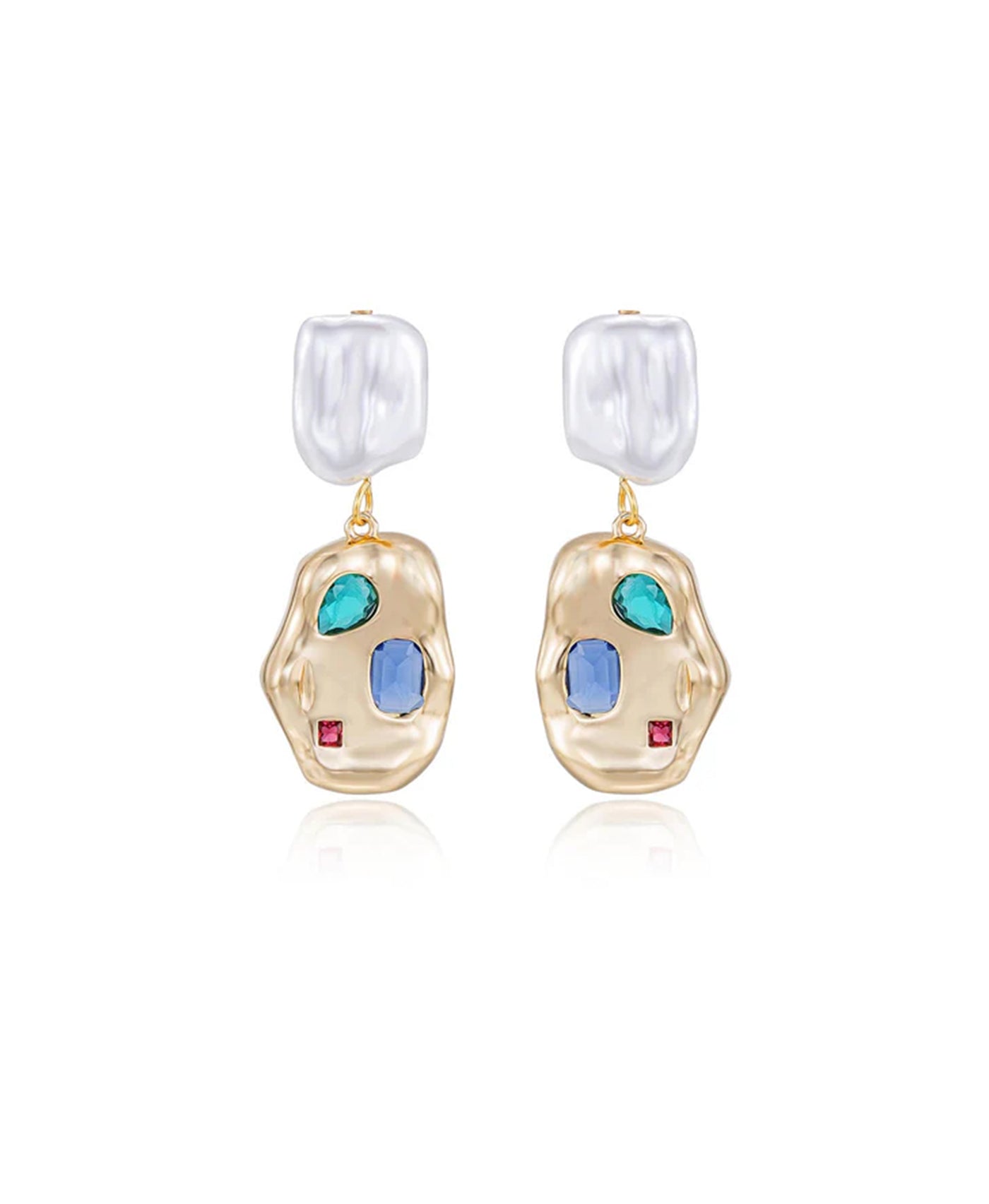 Crystal & Faux Pearl Earrings view 2