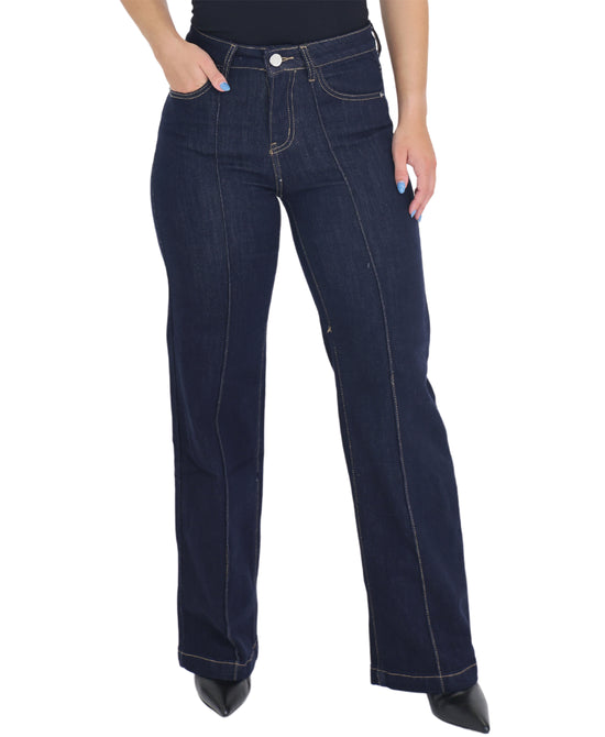 Wide Leg Jeans w/ Contrast Front Seam view 