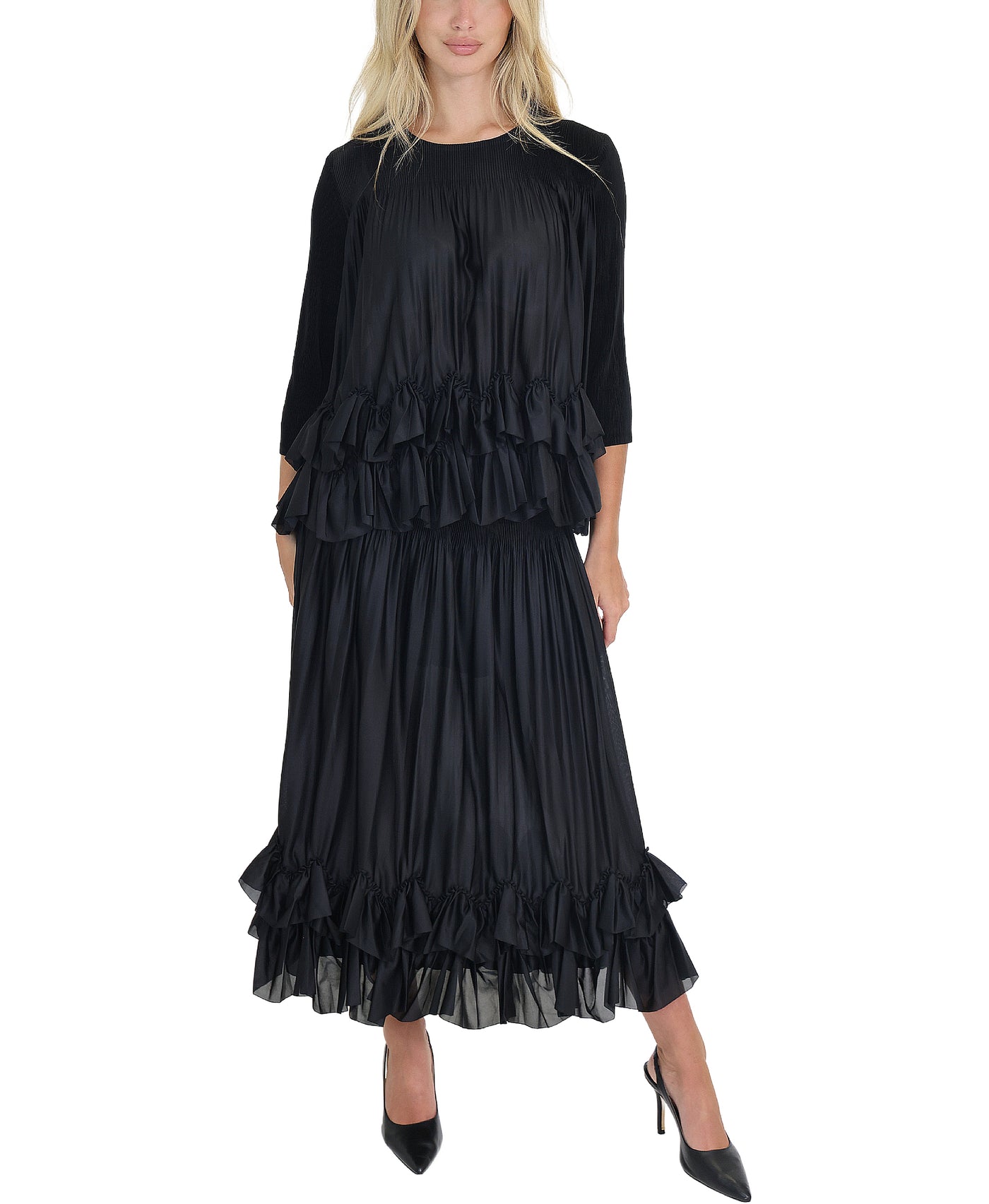 Ruffle Crinkle Top & Skirt Set - 2 Pc Set view 1