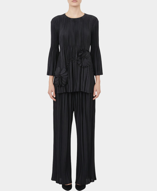 Pleated Top w/ Beading & Pants Set - 2 Pc Set view 