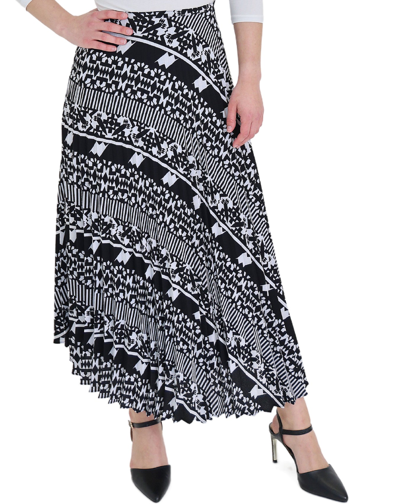 Printed Pleated Midi Skirt view 1