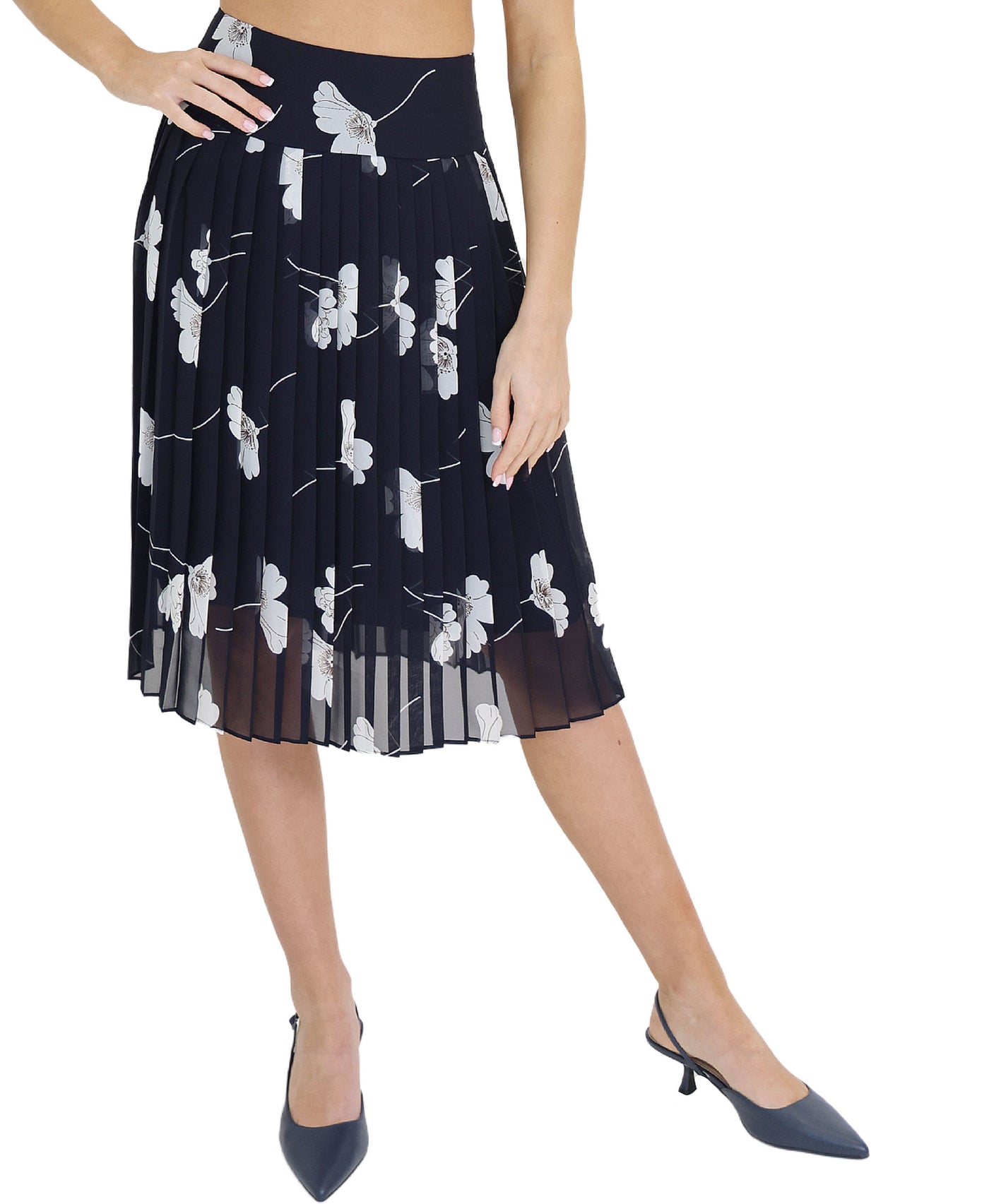 Pleated Floral Print Skirt view 1