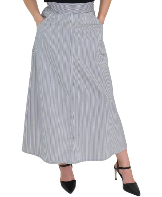 Cotton Stripe Midi Skirt view 