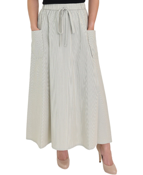 Cotton Stripe Midi Skirt view 
