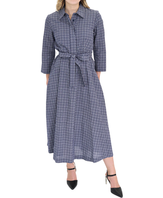 Tile Print Maxi Shirt Dress view 