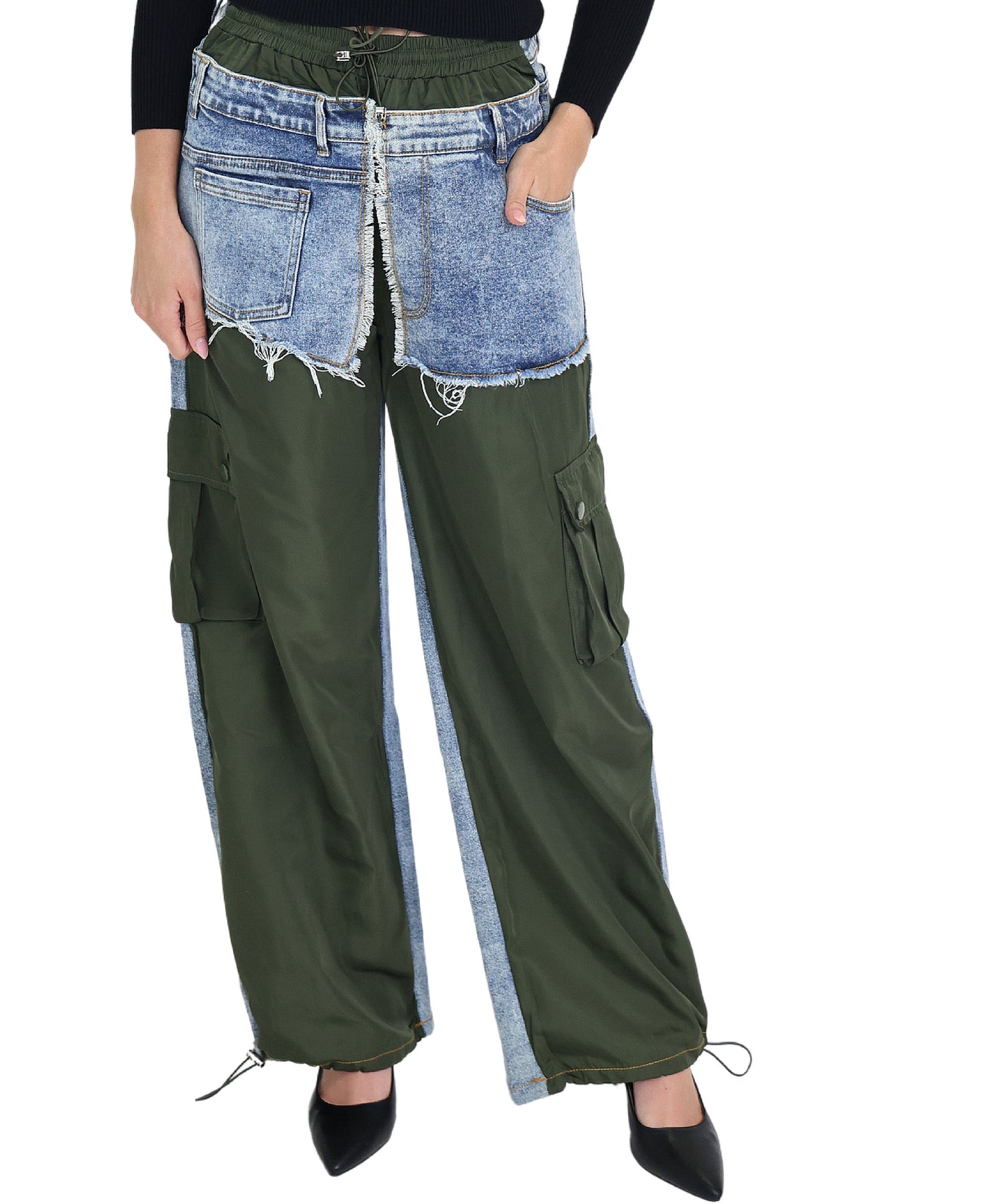 Jogger w/ Denim Trim view 1
