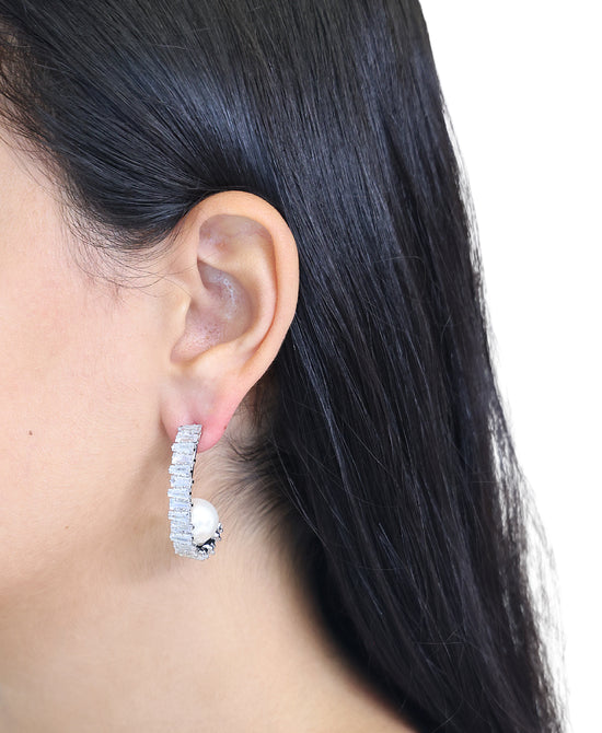 Hoop w/ Faux Pearl Earrings view 