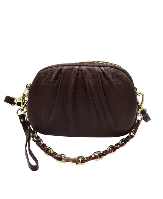 Leather Ruched Crossbody Bag view 