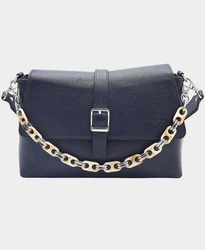 Leather Buckle Crossbody/Shoulder Bag w/ Chain Detail image 1