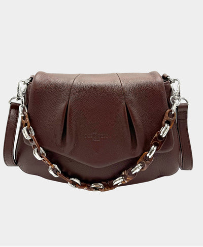 Leather Pleated Crossbody Bag w/ Chain Detail image 1