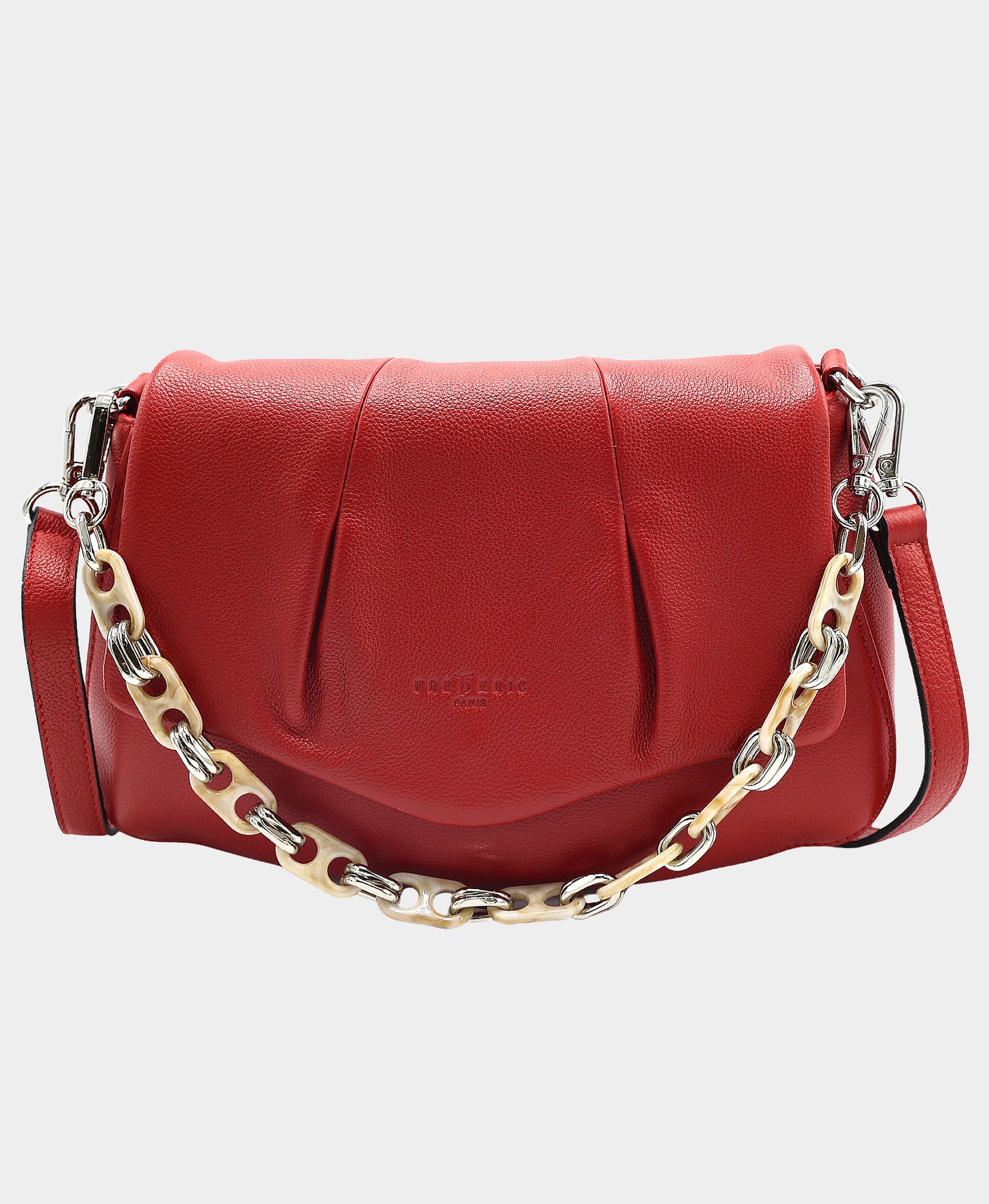 Leather Pleated Crossbody Bag w/ Chain Detail view 1
