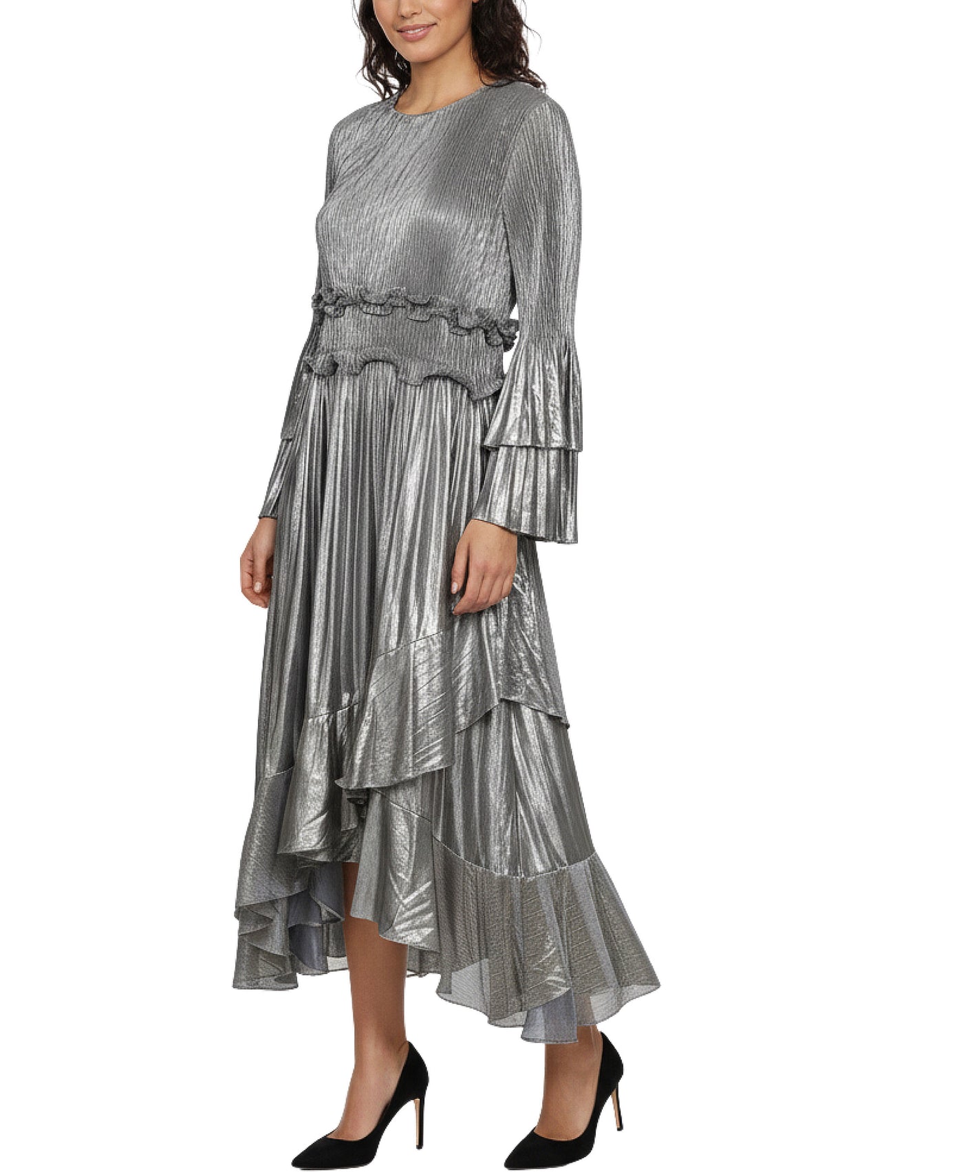 Plisse Hanky Hem Midi Dress view 1