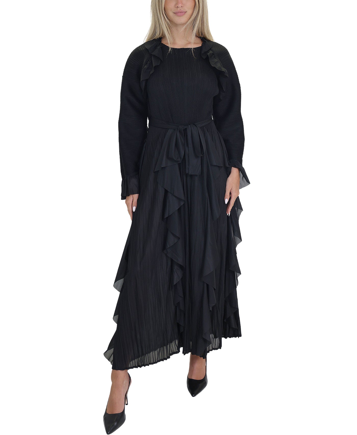 Plisse Maxi Dress w/ Ruffles view 1