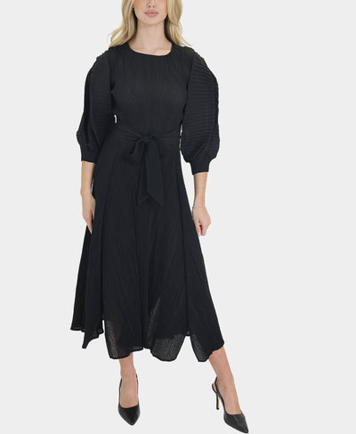Balloon Sleeve Plisse Dress image 1
