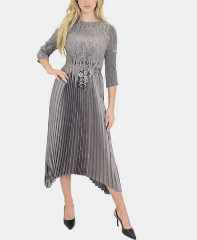 Metallic Plisse Asymmetrical Dress image 1