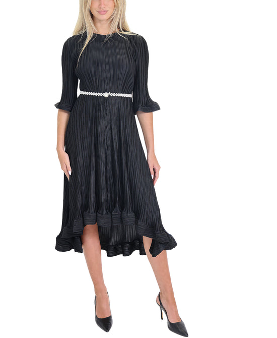 Plisse Dress w/ Pearl Belt view 