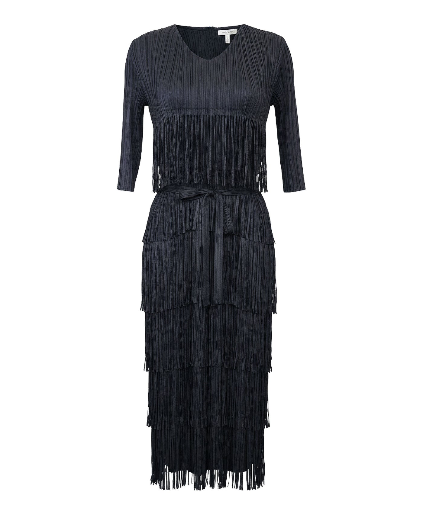 Plisse Tiered Fringe Maxi Dress view 2