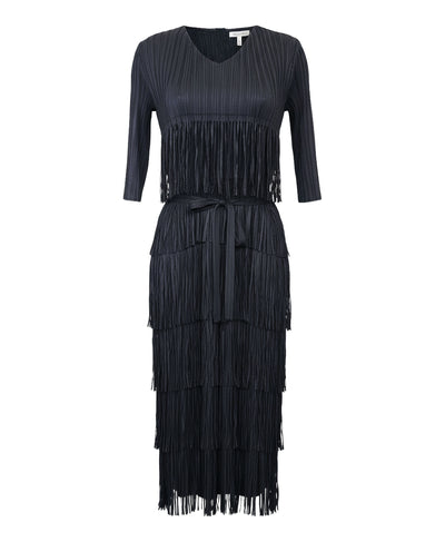 Plisse Tiered Fringe Maxi Dress image 2
