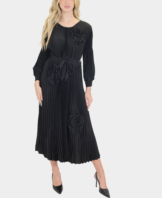 Plisse Maxi Dress w/ Flower Accents view 