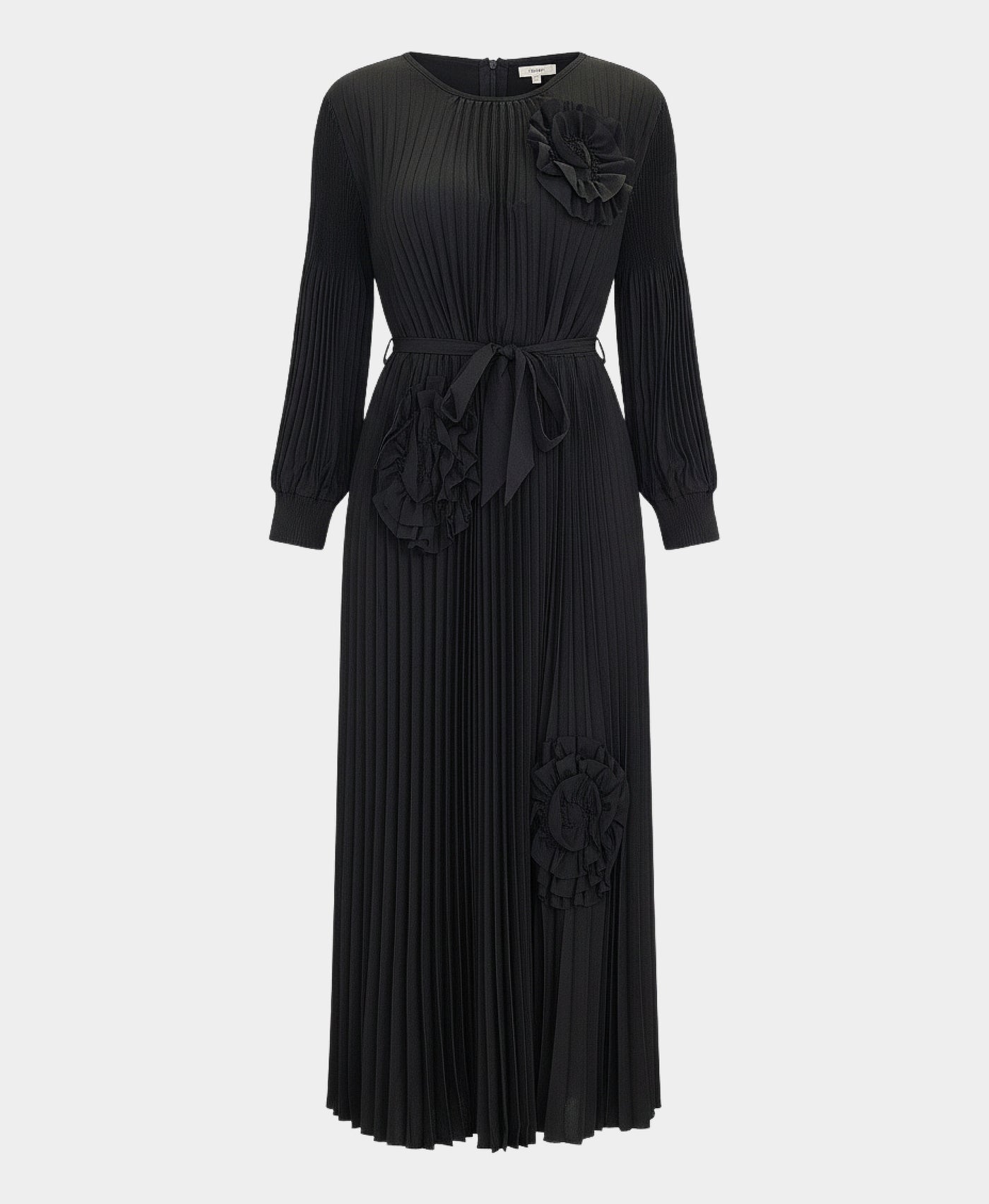 Plisse Maxi Dress w/ Flower Accents view 2