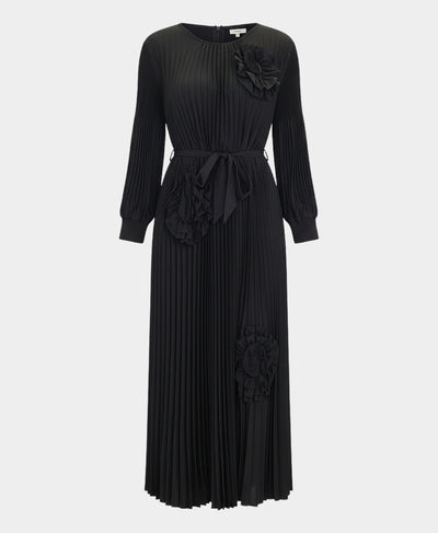 Plisse Maxi Dress w/ Flower Accents image 2