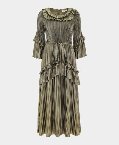 Metallic Plisse Dress w/ Ruffles image 2