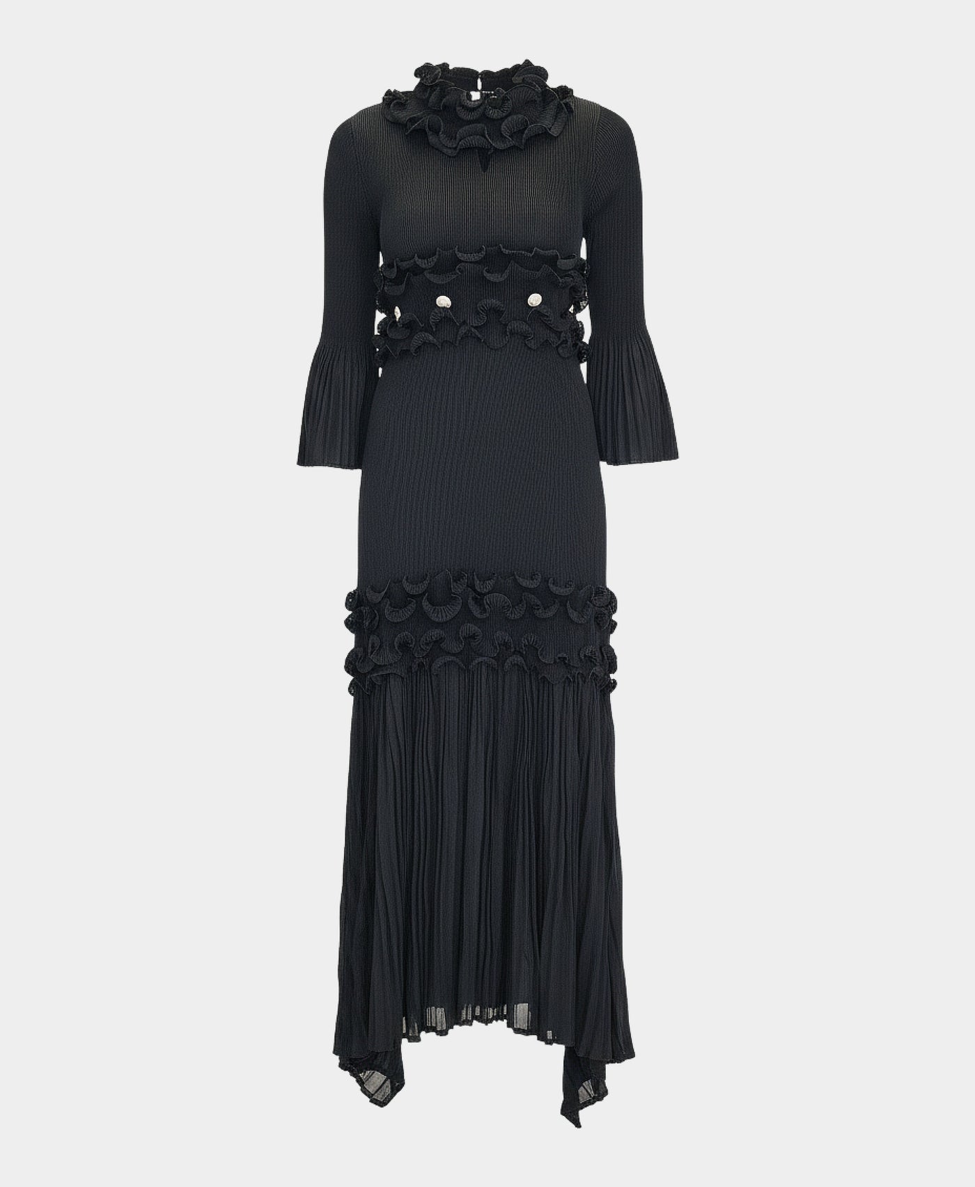 Plisse Maxi Dress w/ Button Accents view 2