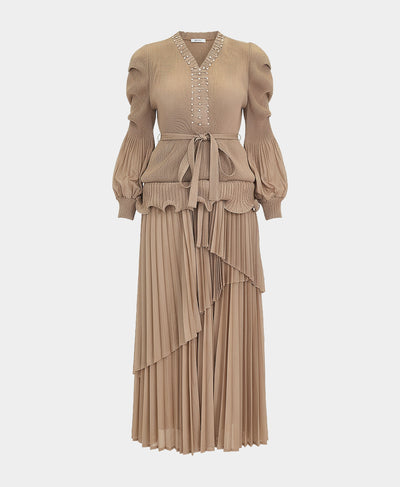 Plisse Dress w/ Pearls image 2