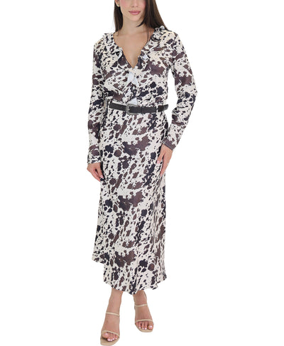 Satin Cow Print Midi Skirt image 2