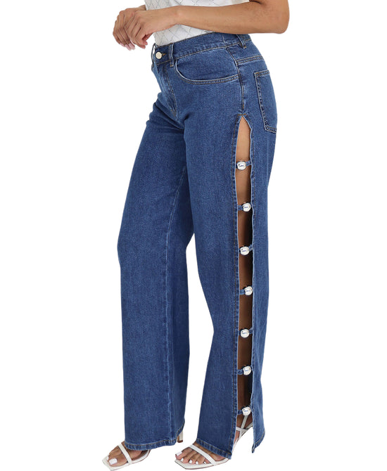 Jeans w/ Side Cut-Out Detail view 