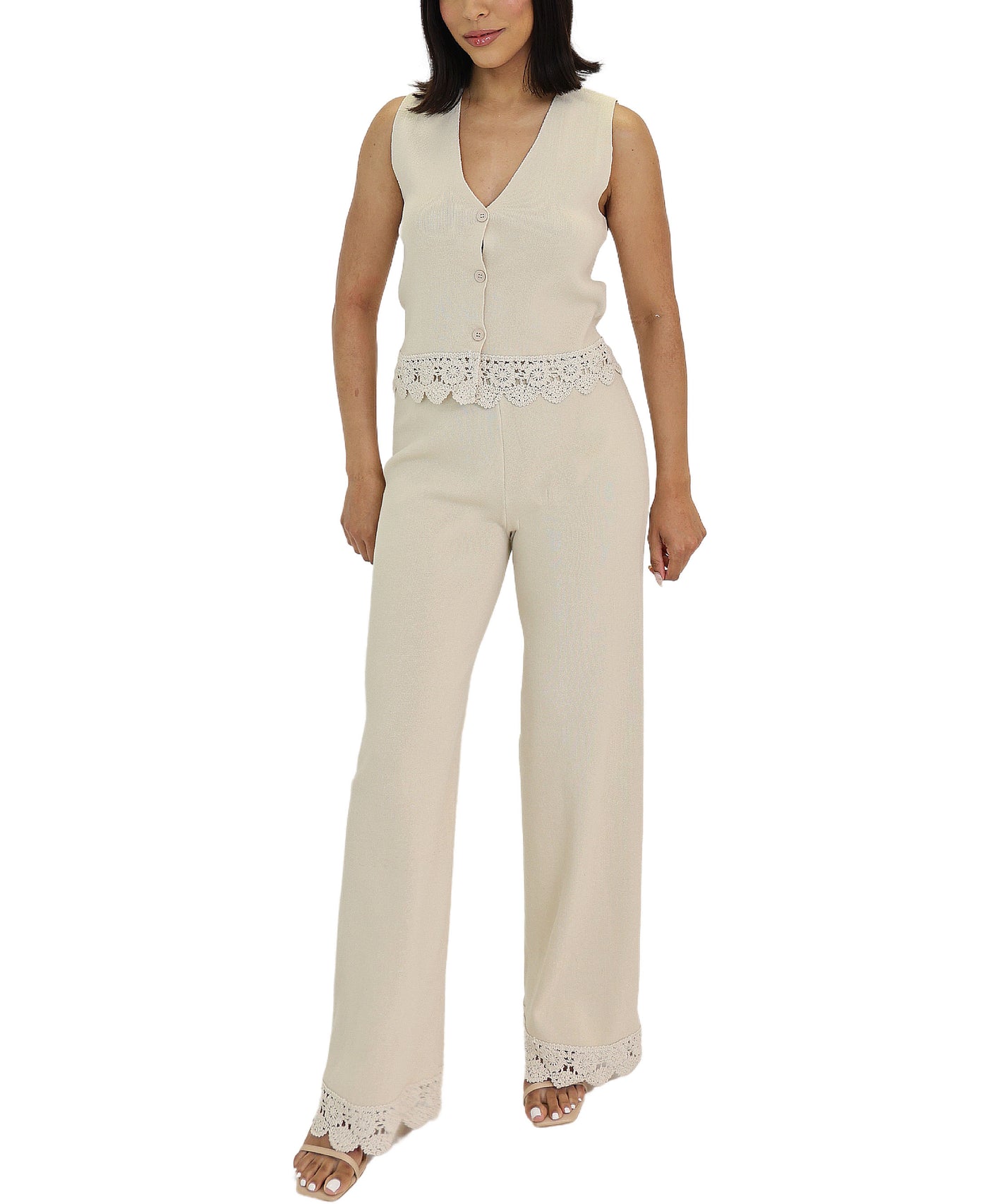 Knit Eyelet Trim Top & Pants Set- 2 Pc Set view 1