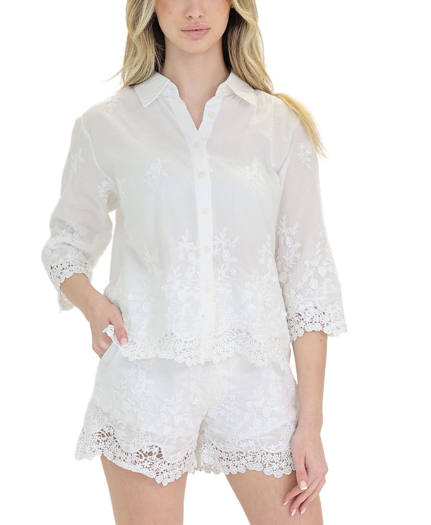 Eyelet Top & Shorts Set- 2 Pc Set view 1