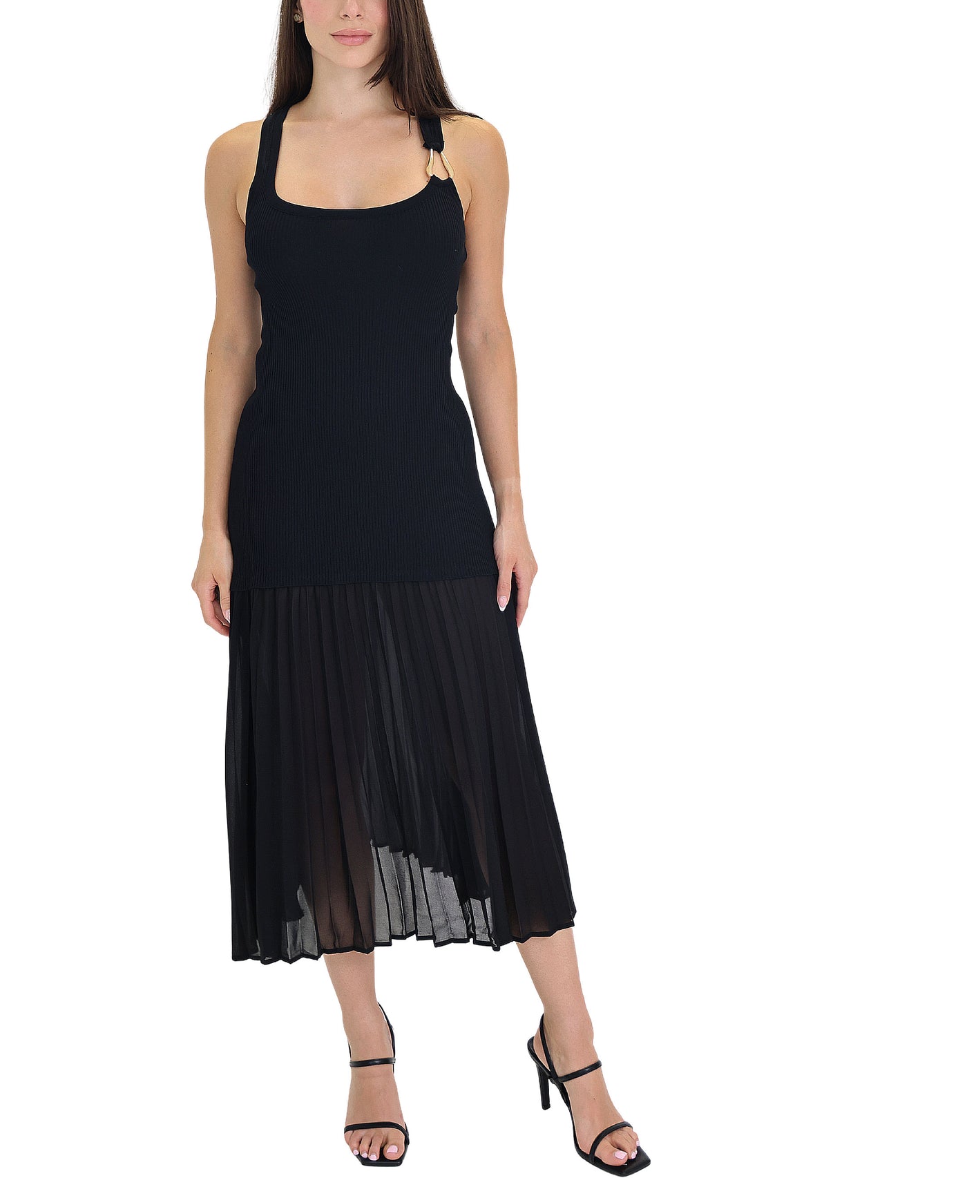 Knit Ribbed Dress w/ Gold Hardware view 1
