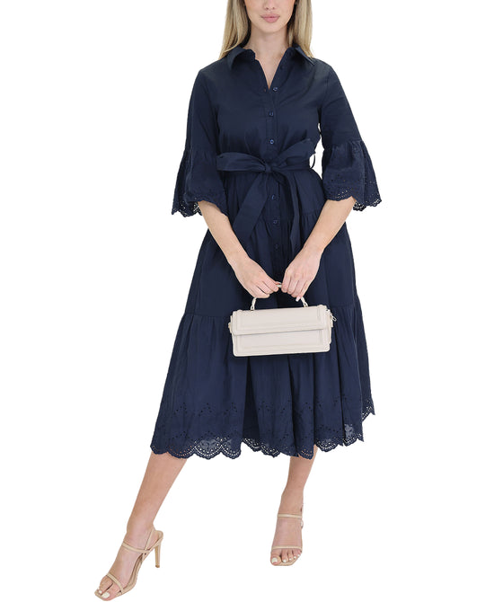 Midi Dress w/ Eyelet Trim view 
