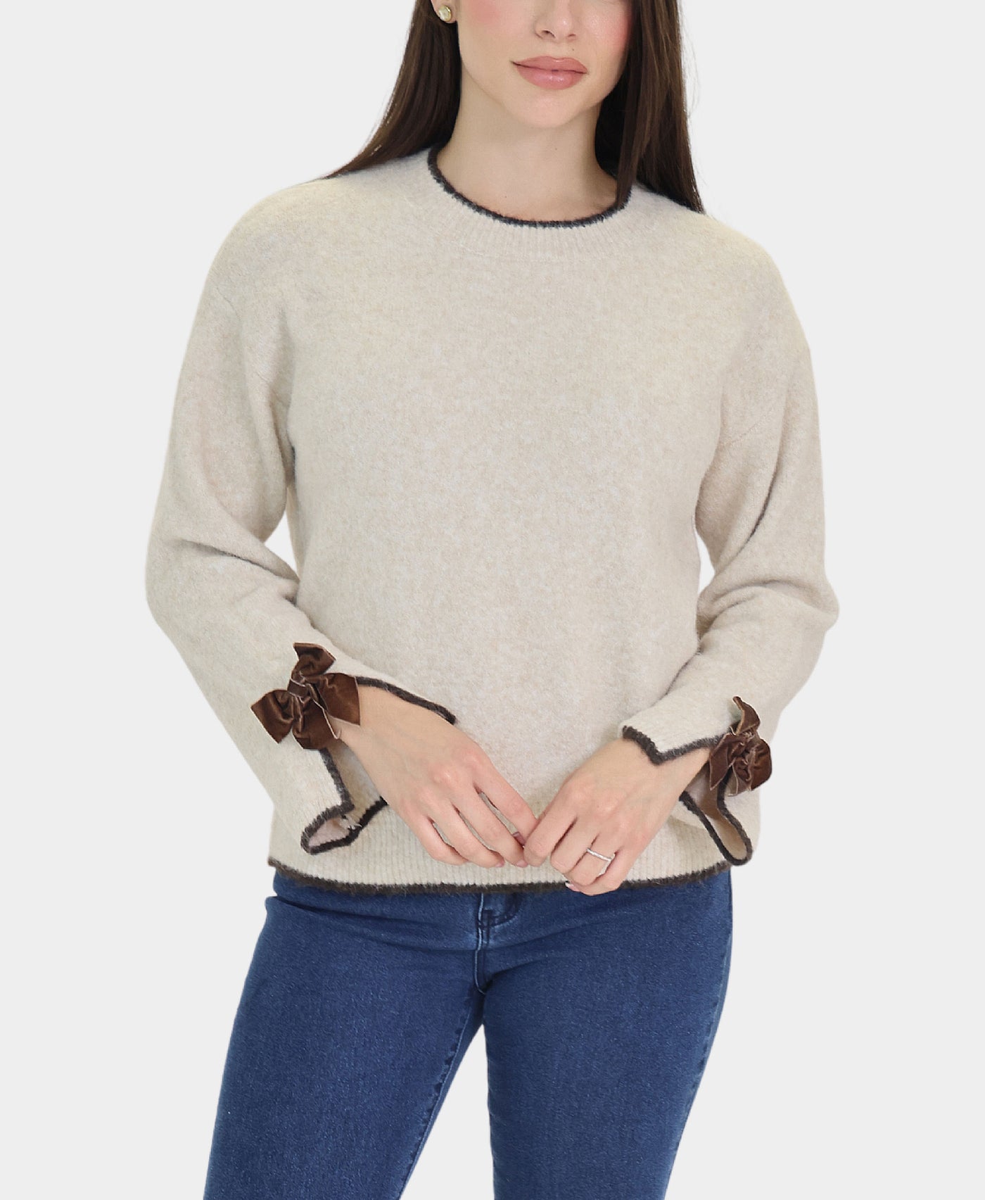 Sweater w/ Velvet Bow Detail view 1