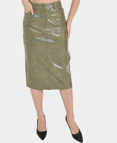Faux Leather Midi Skirt image 1
