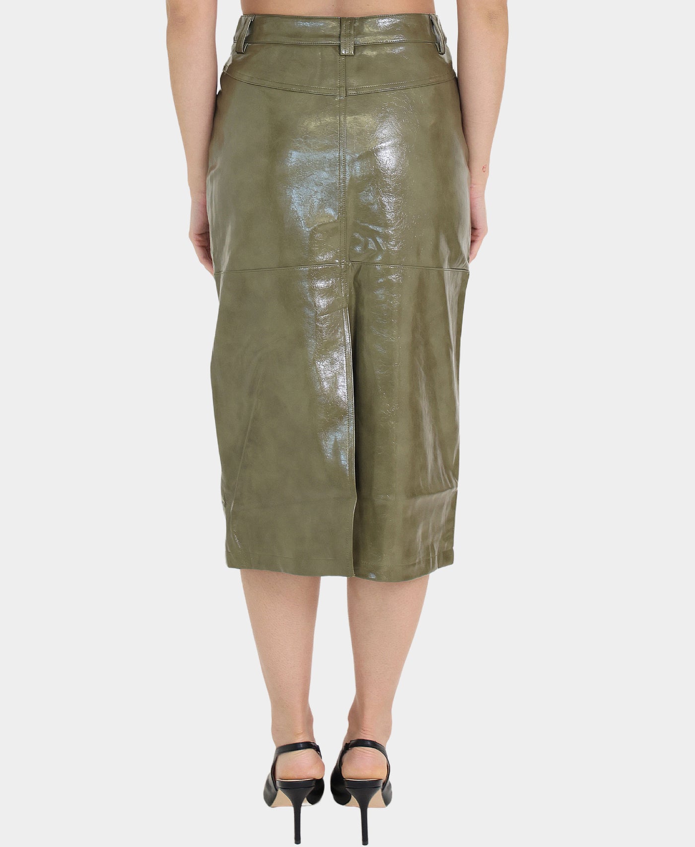 Faux Leather Midi Skirt view 2