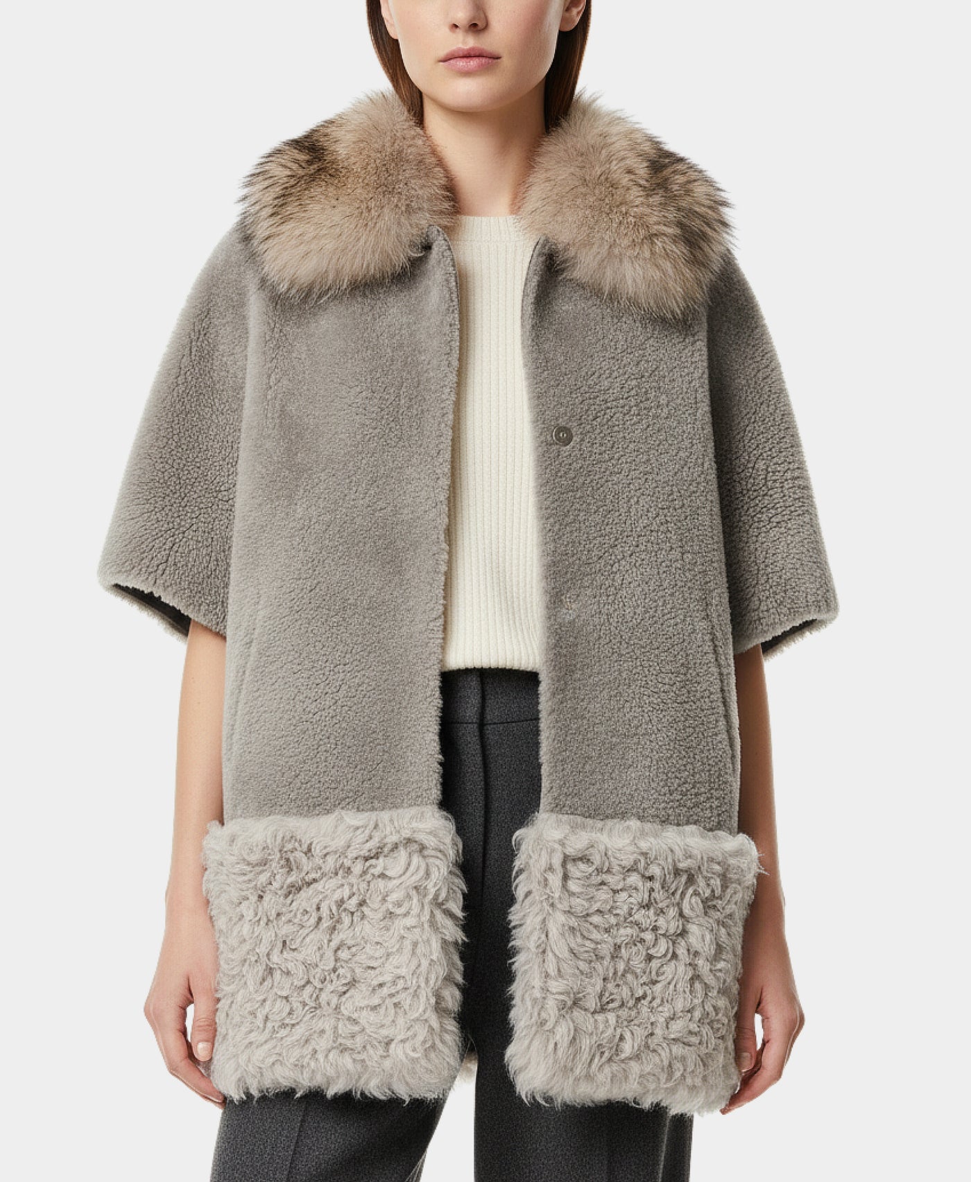 Shearling Coat w/ Fur Trim Hood view 1