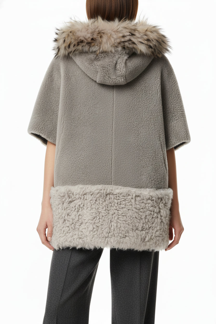 Shearling Coat w/ Fur Trim Hood view 2